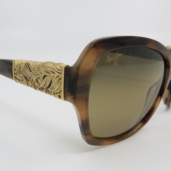 Maui Jim MJ530-93 SWAYING PALMS Brown Stripes/Bronze 24K Gold Deluxe Sunglasses. - Picture 5 of 8